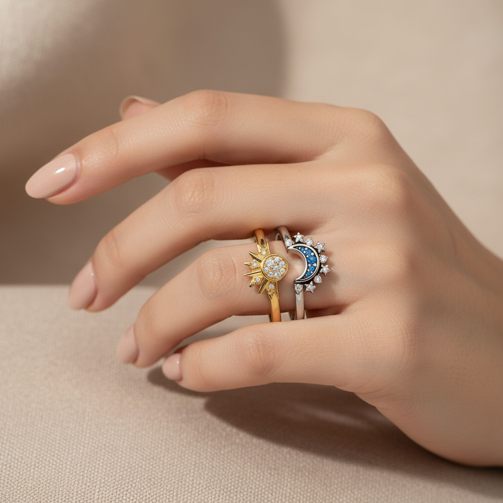 ✨Anillo del Sol y la Luna – Símbolo de equilibrio y conexión✨